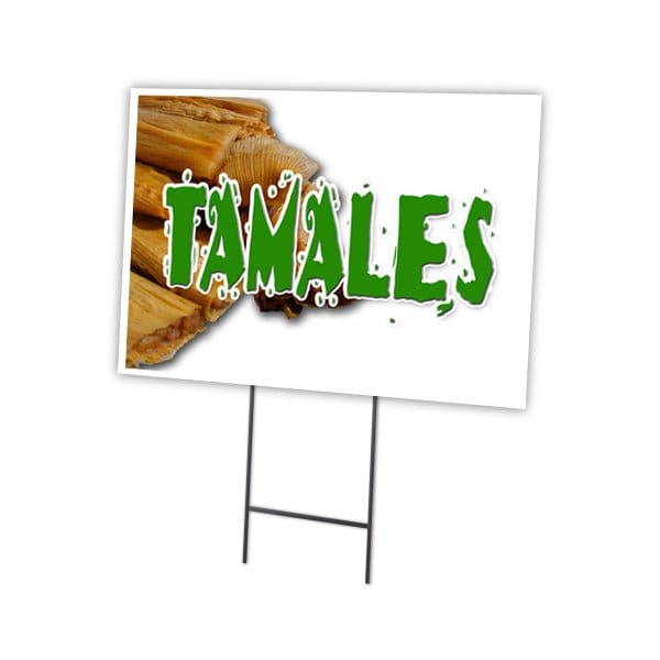 Tamales Yard Sign & Stake outdoor plastic coroplast window, C-1216-DS-Tamales